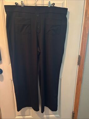 HALARA Black Faux Button-Front Trousers NWT